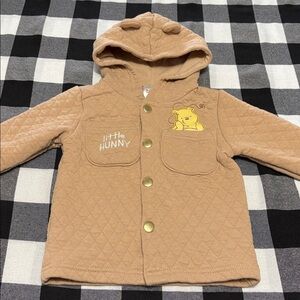Disney Baby Winnie the Pooh Quilted Embroidered Hooded Jacket Size 12 Months Tan
